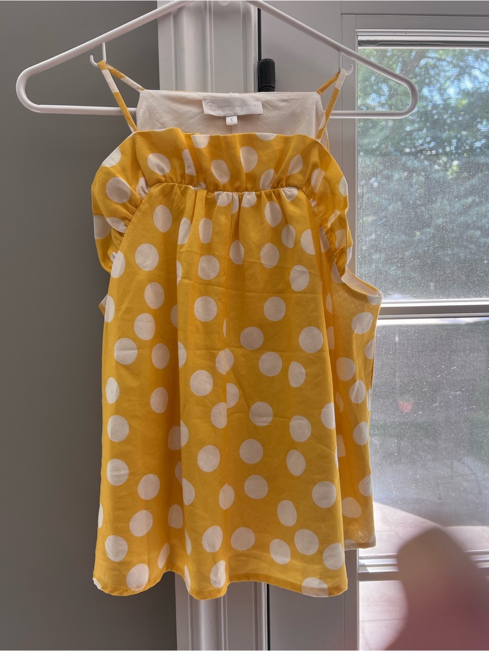Corey Lynn Calter Yellow White Polka Dot Cami Tank Top Size Small